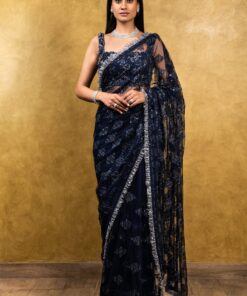 Sequence Embroidered Butterfly Net Saree BT-1198