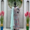 Digital Print Handwork Maslin Silk Gown