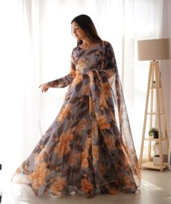 Digital Print Tabby Silk Organza Gown