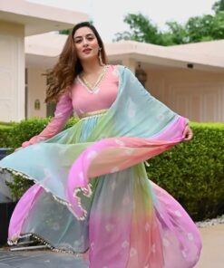 Digital Printed Anarkali Gown With Kodi Lace