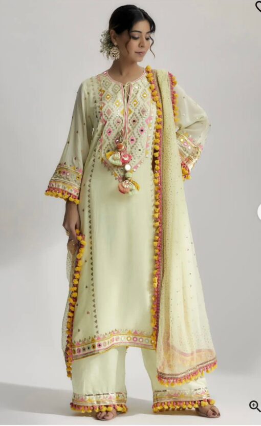 Festival Special Mirror & Sequence Embroidered Plazzo Suit