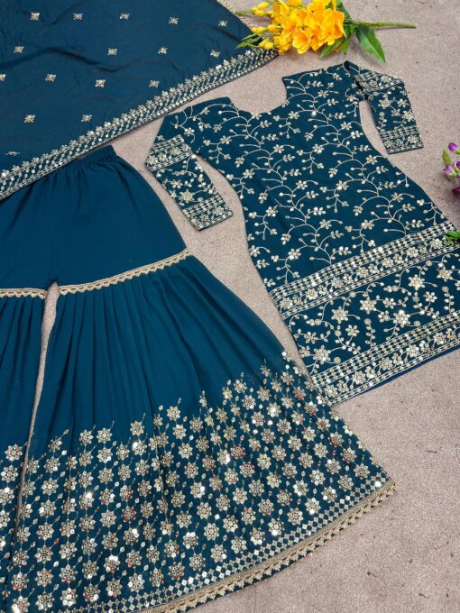 Heavy Embroidery Sequance Work Sharara Suit