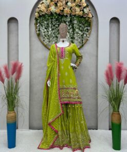 Sequance Work Faux Georgette Sharara Suit
