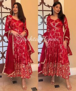 Sequance Work Georgette Red Suit
