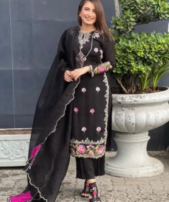 Shine Embroidered Georgette Salwar Suit
