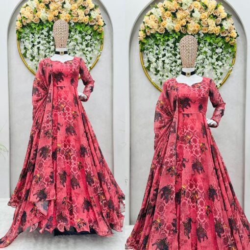 Digital Printed Padded Georgette Gown