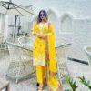 Heavy Embroidered Georgette Yellow Suit