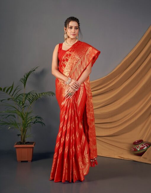 Pure Silk Zari Weaving Lehariya Saree