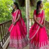 Rani Pink Satin Silk Embroidered Lehenga Choli