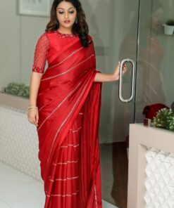 Sequence Embroidered Rangoli Silk Red Saree