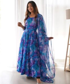 Tabby Organza Silk Digital Printed Gown