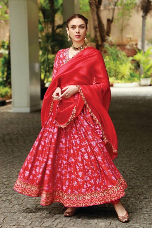 Taffeta Silk Embroidered Anarkali Gown