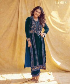 Embroided Velvet Suit With Fancy Dupatta