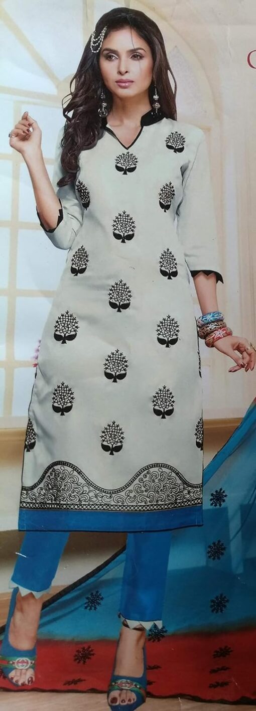 Chanderi Cotton Embroidered Suit