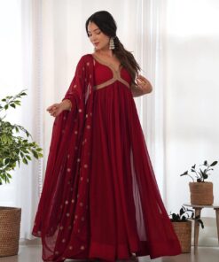 Georgette Sequence Work Padded Gown
