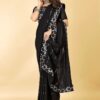 Heavy Georgette Silk Saree With Sequence Work VT Black Berry