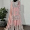 Faux Georgette Sequence Embroidered Gharara Suit