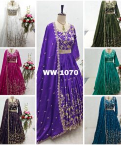 Heavy Satin Silk Designer Gown With Dupatta Set
