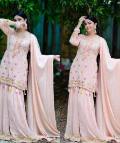 Faux Georgette Sequence Work Sharara Suit