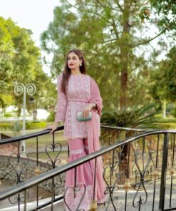 Sequence Embroidered Gorgette Sharara Suit
