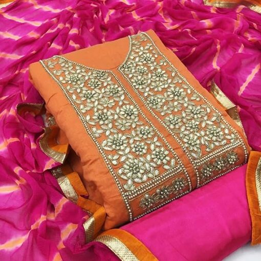 Chanderi Salwar Suit Unstitched Dress Material