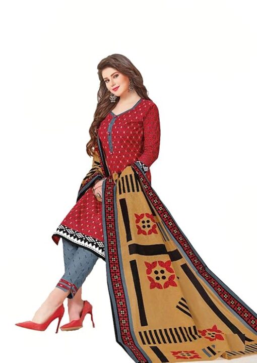 Printed Cotton Unstitched Salwar Suit Material