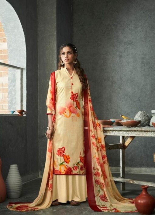 Pure Linen Cotton Printed Salwar Suit Dress Material