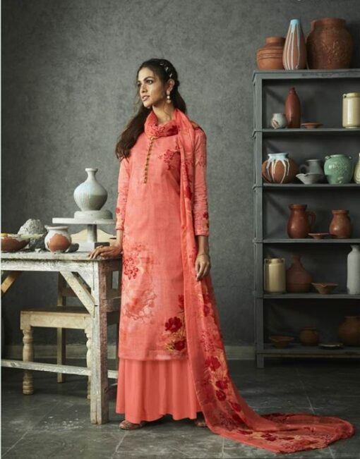 Pure Linen Cotton Printed Salwar Suit Dress Material