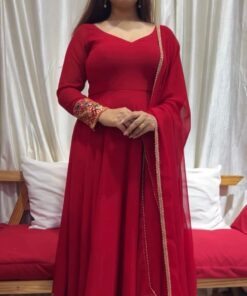 Blooming Georgette Party Wear Long Gown With Dupatta