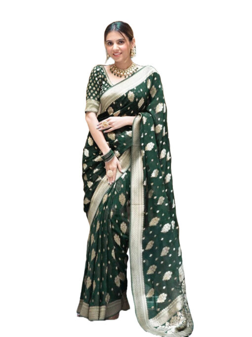 Women's Pure Kanjivaram Silk Saree Banarasi Silk Saree With Blouse Piece