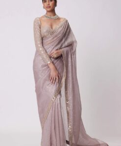 Heavy Coading Lace Border Saree with Original Mirror